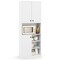 Kitchen Pantry Storage Cabinet with Microwave Stand and Open Shelves-White